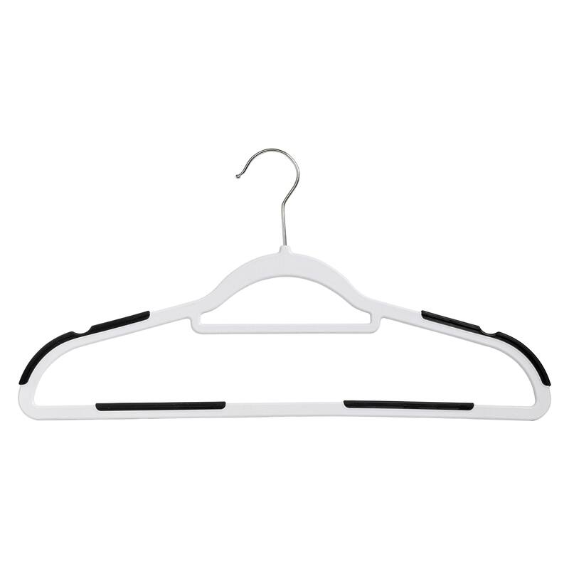 White/Black Plastic Rubber Grip No-Slip Hangers (50-Pack)