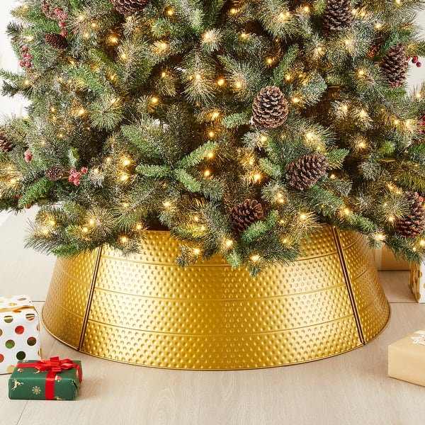 Gardenised Brown Plastic, Rattan Foldable Christmas Tree Skirt Collar Basket, Ring Base Stand Cover QI004155.BR - The Home Depot