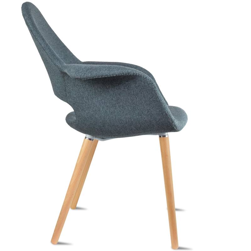 Organic Upholstered Fabric Modern Armchair with Natural Wooden Legs for Dining Room Office or Accent Lounge Side Chair