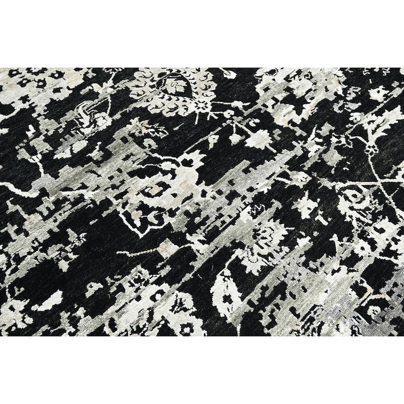 LoomBloom Black Transitional Turkish Oushak Wool Oriental Area Rug - 7' 11'' x 9' 10''