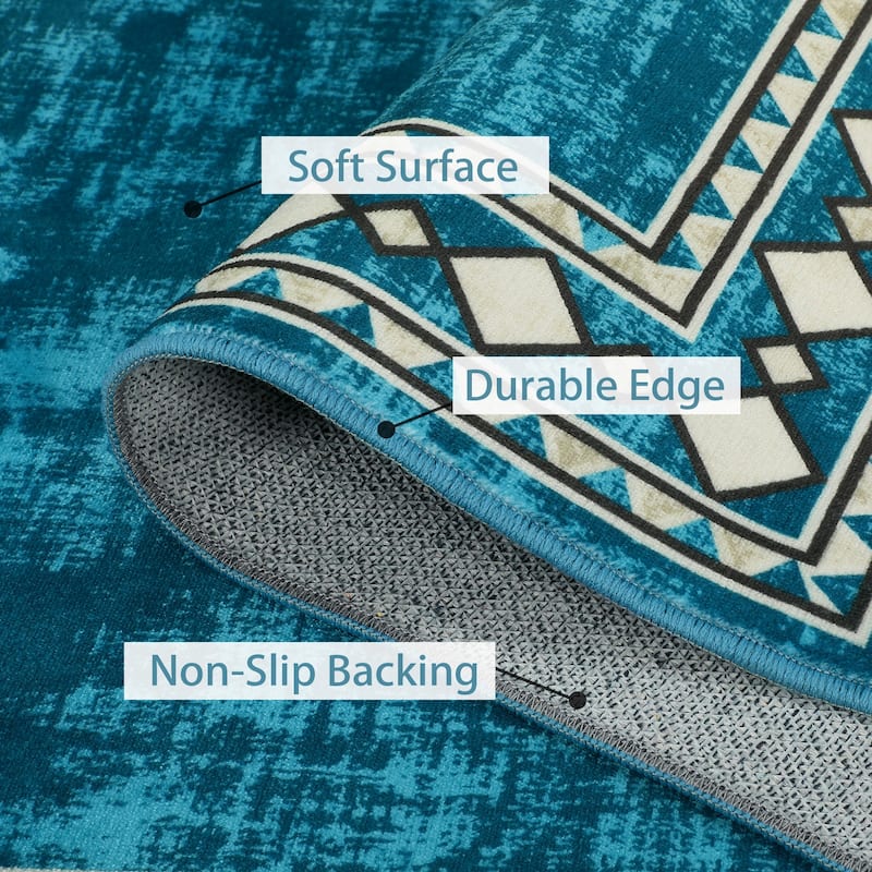 Garvee Machine Washable Rug Modern Bordered Area Rugs