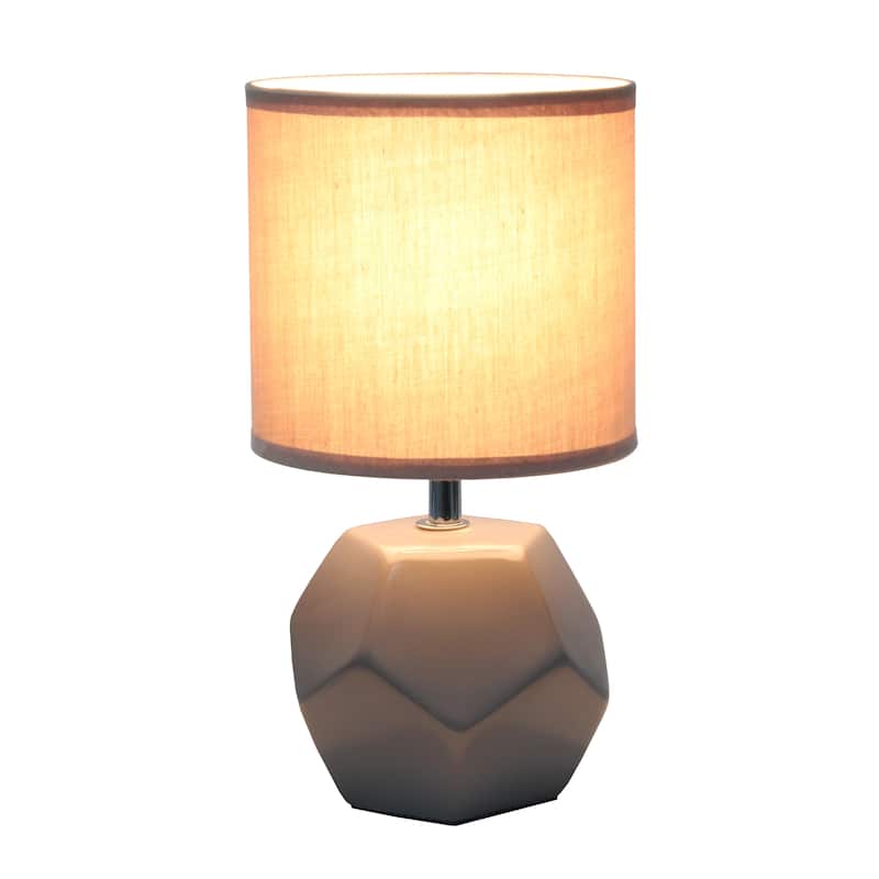 10.24" Modern Geometric Table Lamp with Ceramic Base and Fabric Shade for Bedroom or Office - 5.51"L x 5.51"W x 10.24"H