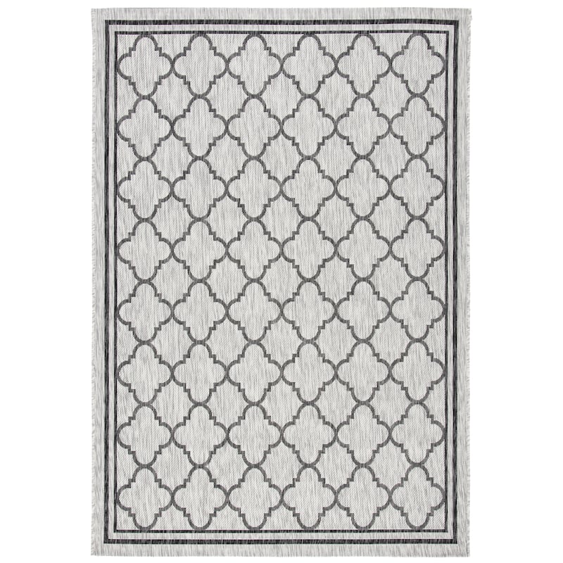 SAFAVIEH Courtyard Kamini Indoor/ Outdoor Waterproof Patio Backyard Rug - 2' x 3'7" - Light Grey/Black