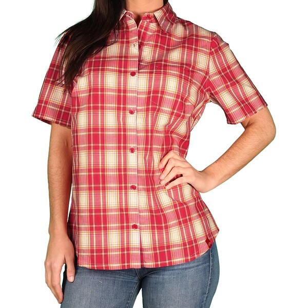 Dickies Womens Short Sleeve Plaid Blouse