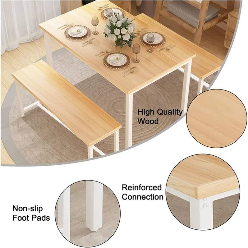4 - Person Dining Set with Bench and Rectangle Table