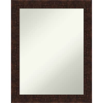 Non-Beveled Bathroom Wall Mirror - William Mottled Bronze Narrow Frame