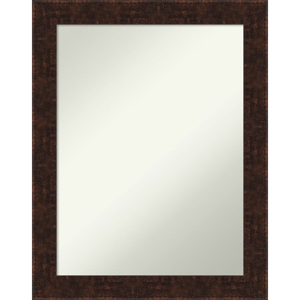 Non-Beveled Bathroom Wall Mirror - William Mottled Bronze Narrow Frame
