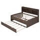 preview thumbnail 8 of 11, Full Size Wooden Captain Bed with Built-in Bookshelves,Three Drawers & Trundle Storage Bed for Kids Teens Adults, Antique Gray
