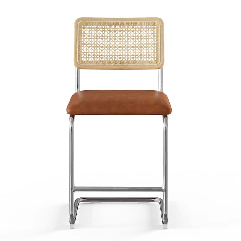 Hayward Cane Back Vegan Leather Counter Height Stool (Set of 2)