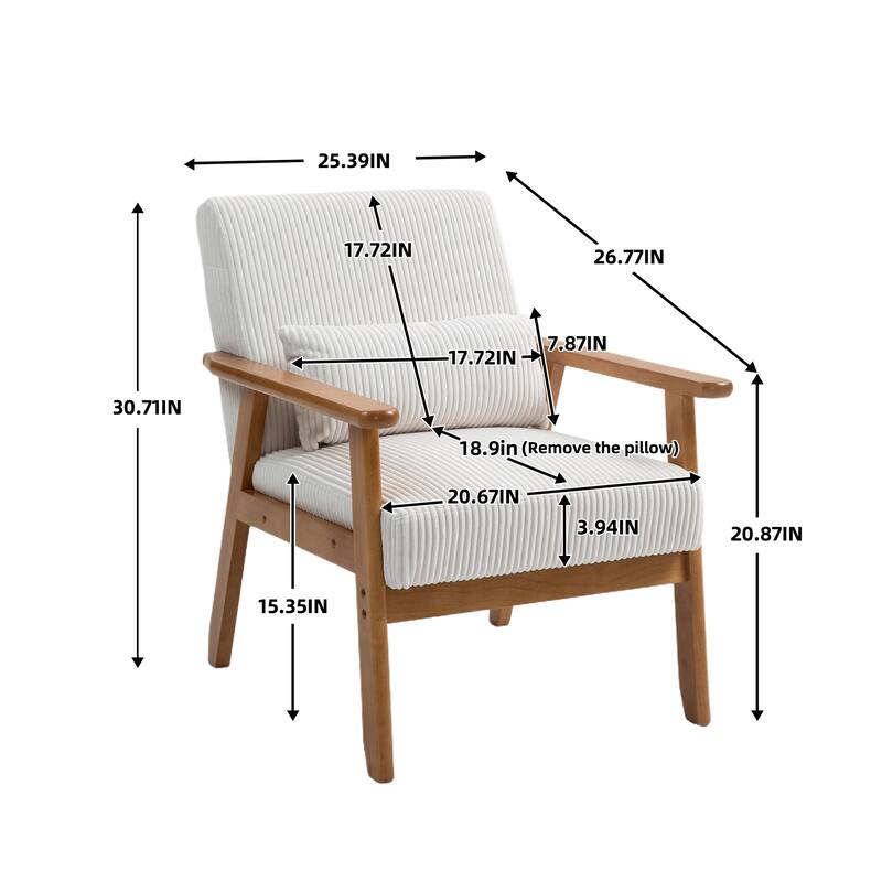 Corduroy Accent Chair,Solid Wood Armchair for Living Room