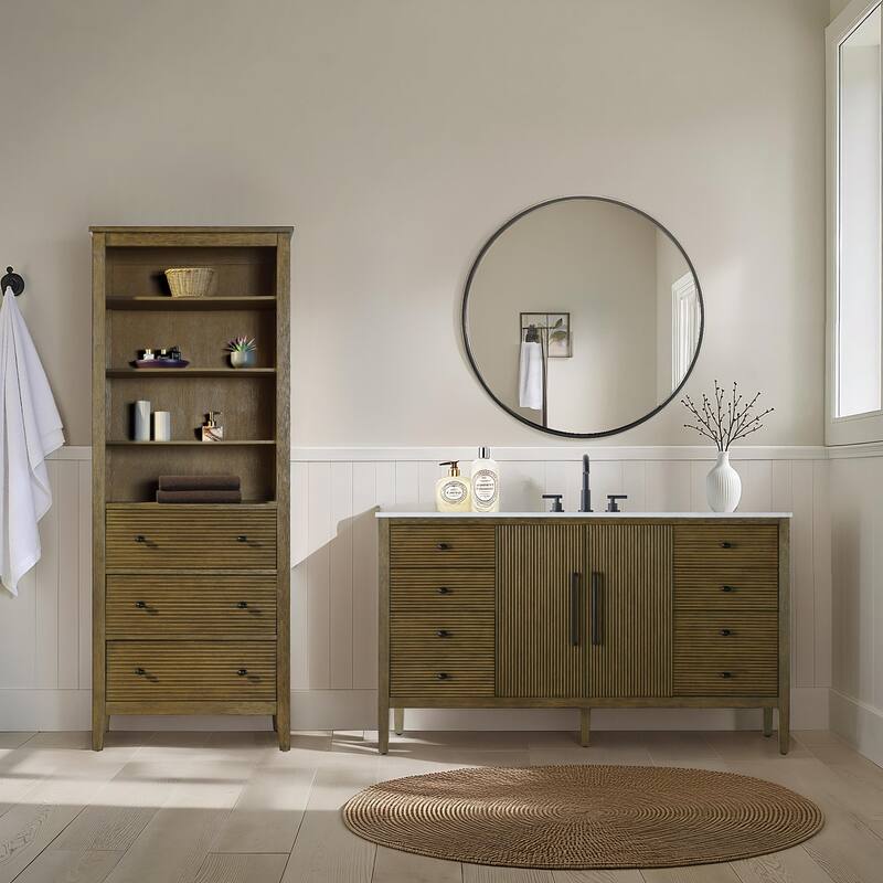 Kensington 16-28 Inch Open Shelving Bath Storage Cabinet