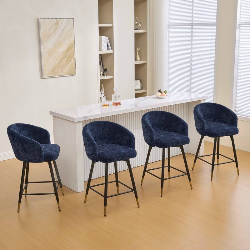 26" Counter Height Swivel Barstool with Arms and Metal Legs - 37"H x 22"W x 22"D