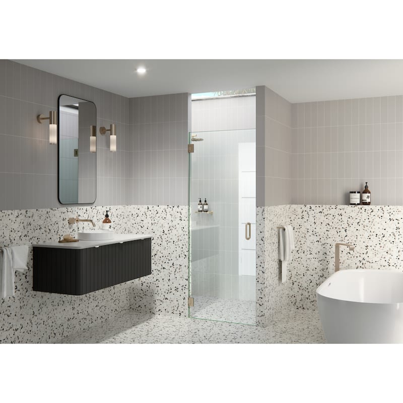 25.5 in. W x 78 in. H Fully Frameless Hinged Shower Door - Width Adj 25.875 - 26.275