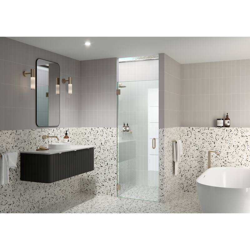 Albedo 26.5 in. W x 78 in. H Fully Frameless Hinged Shower Door - Width Adj 26.875 - 27.276