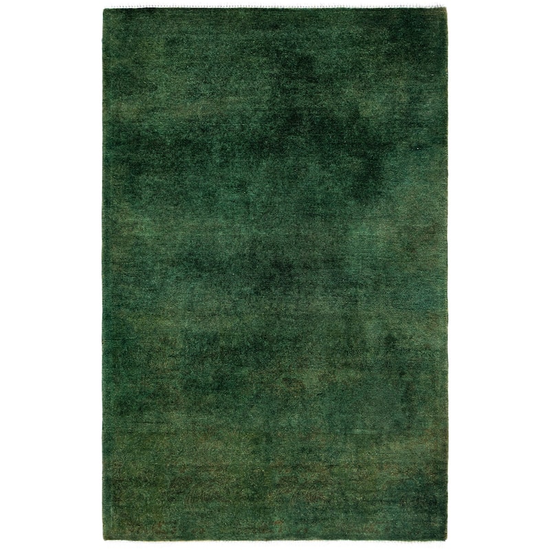 Overdyed One-of-a-Kind Hand-Knotted Runner Rug - Green - 2' 9" x 4' 3"