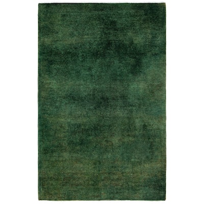 Overdyed One-of-a-Kind Hand-Knotted Runner Rug - Green - 2' 9" x 4' 3"