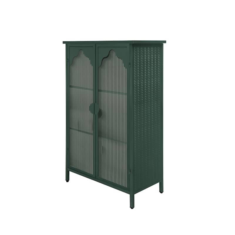 2 Doors Metal Storage Cabinet,Display Cabinet with Glass Doors,Metal Kitchen Sideboard Buffet Cabinet,Glass Storage Cabinet