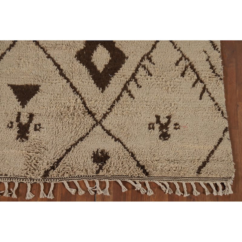 Plush Tribal Moroccan Oriental Area Rug Hand-Knotted Wool Carpet - 5'1" x 8'2"