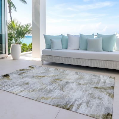 Machine Washable Indoor/ Outdoor Chantille Abstract Chevron Rug