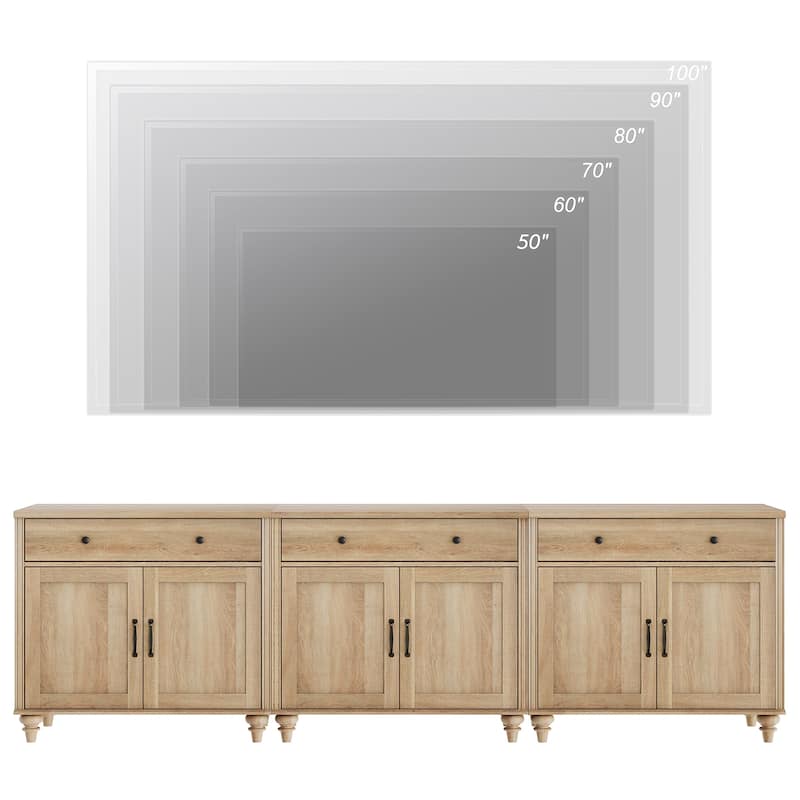 Farmhouse TV Stand for 75 inch TV, TV Console with Storage
