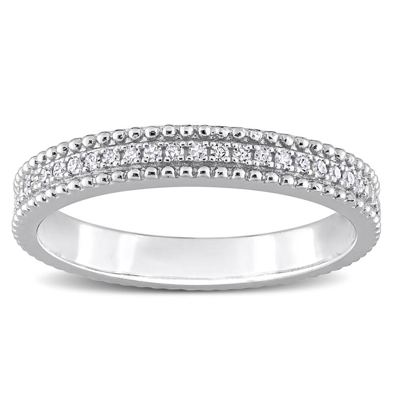 Miadora 1/10ct TDW Diamond Stackable Anniversary Wedding Band in Sterling Silver