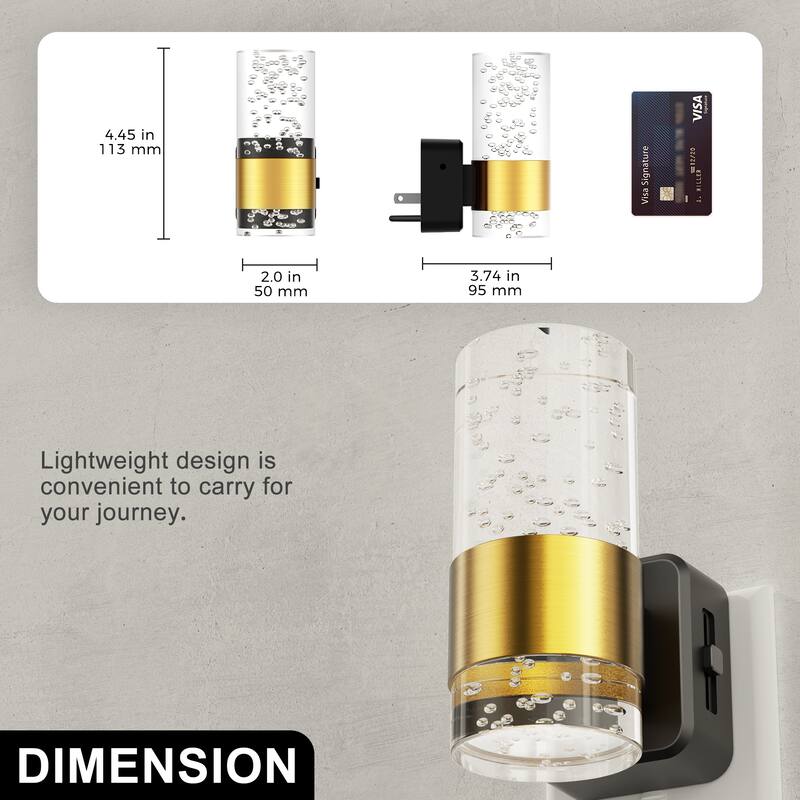 YANSUN Plug-in Bubble Acrylic Wall Night Light, 3000K Warm Dimmable, Light Sensor
