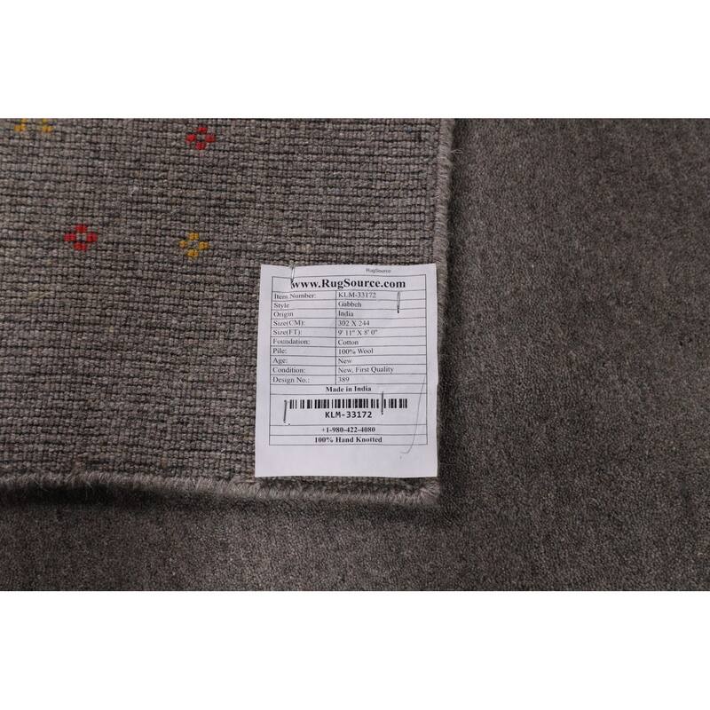 Tribal Gabbeh Indian Area Rug Handmade Wool Carpet - 8'0"x 9'11"
