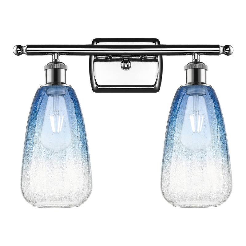 Innovations Lighting 516-2W-14-16 Brookhaven Almond Vanity Brookhaven - Polished Chrome / Sapphire Blue