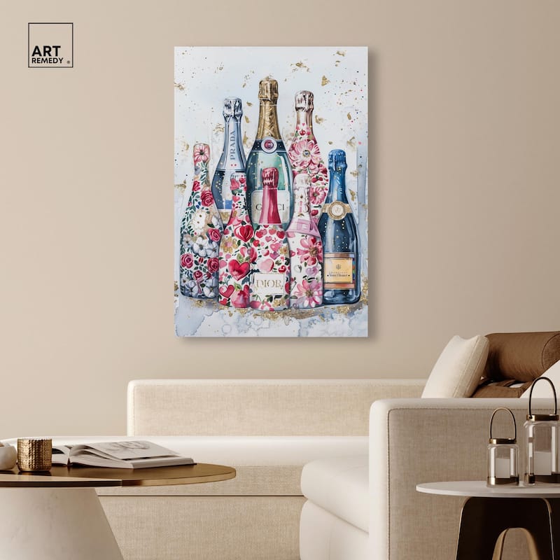 Intricate Floral Champagne Canvas by Art Remedy, Gallery Wrapped