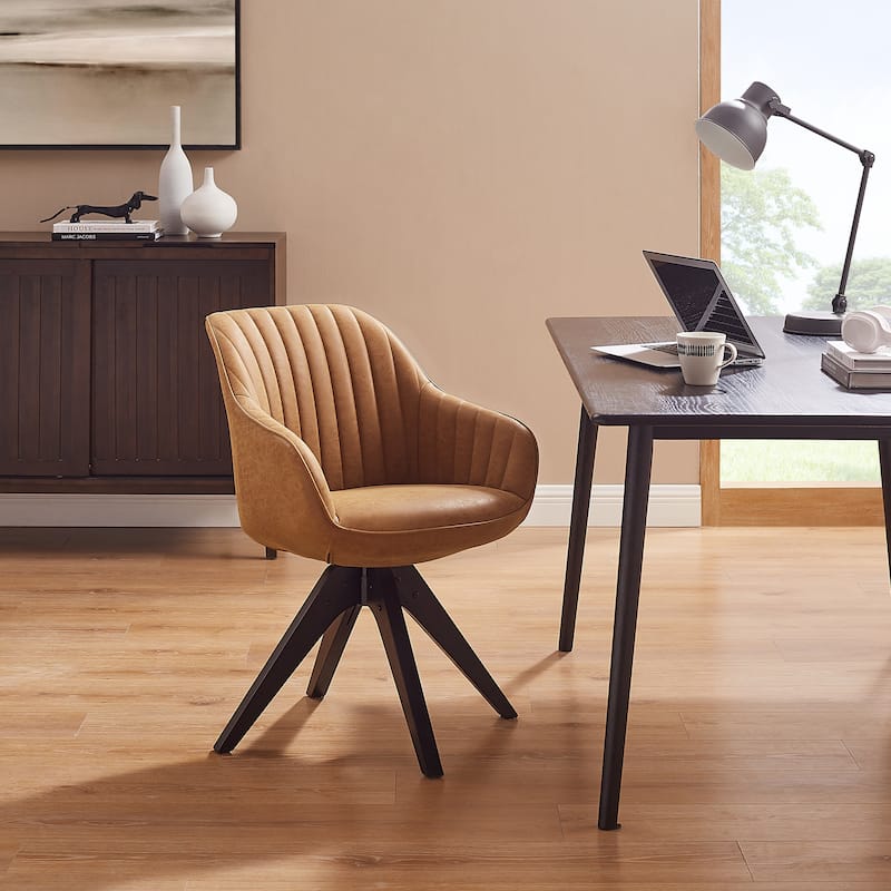 Art Leon Classical Swivel Office Accent Chair with Wood Legs