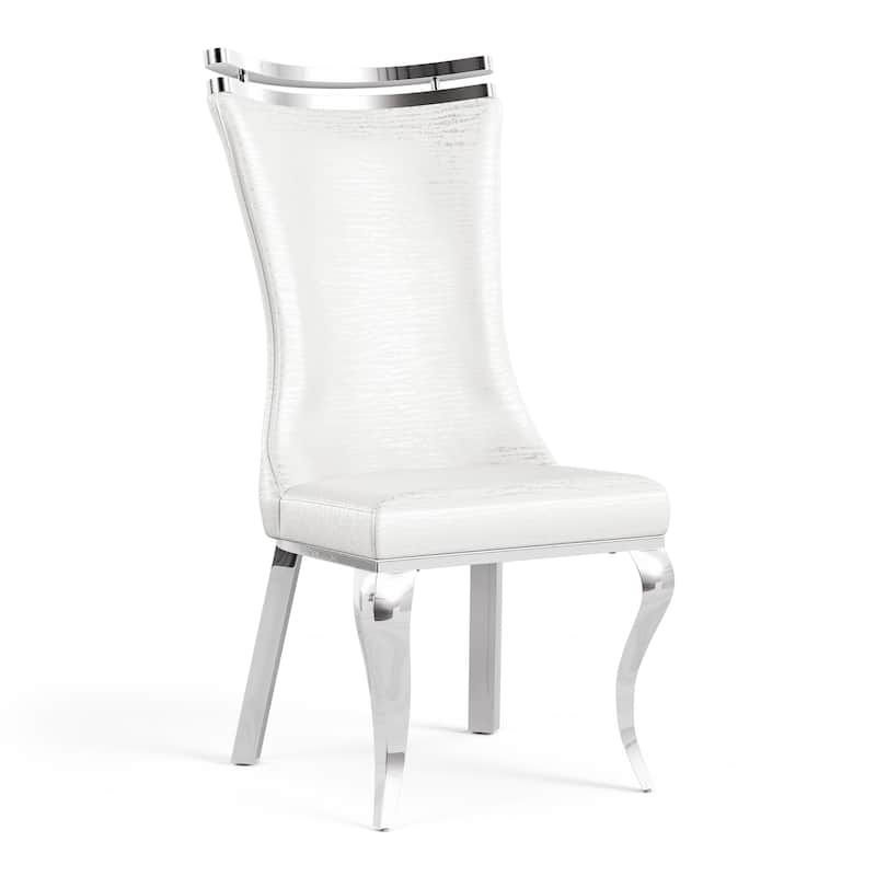Furniture of America Thaddeus Glam Stainless Steel Upholstered Dining Side Chair (Set of 2)
