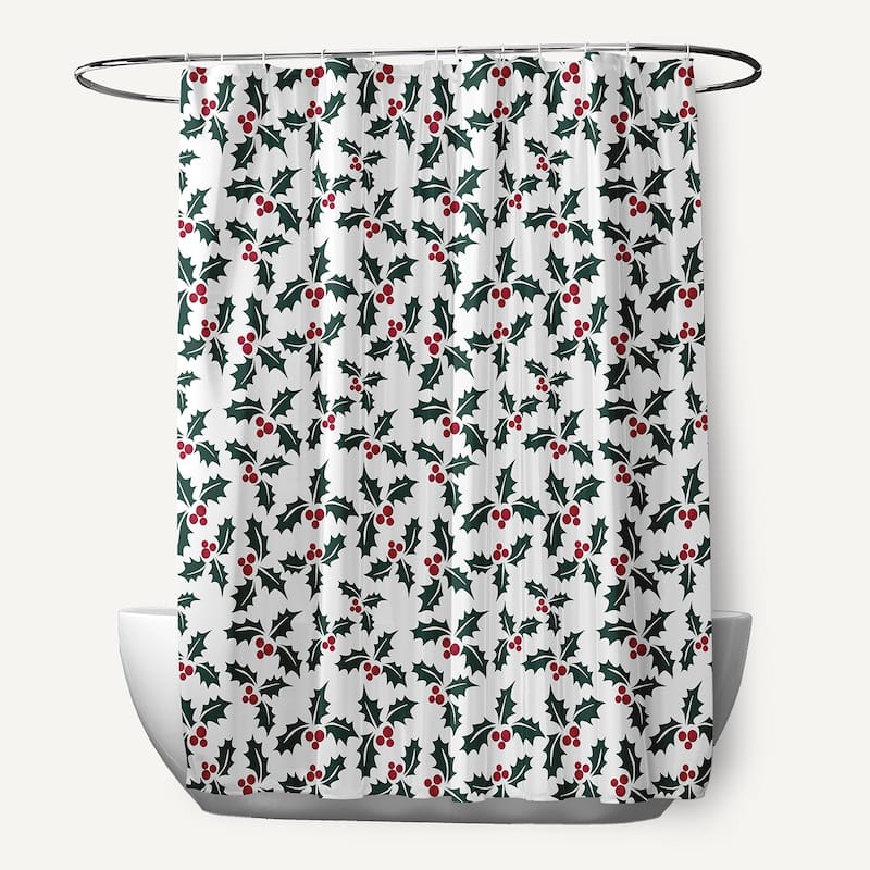 Holly Bush Shower Curtain - Christmas Green