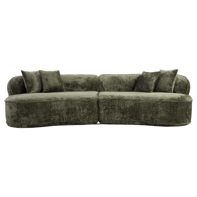 114" Curved Boucle Sectional Sofa, No Assembly Required