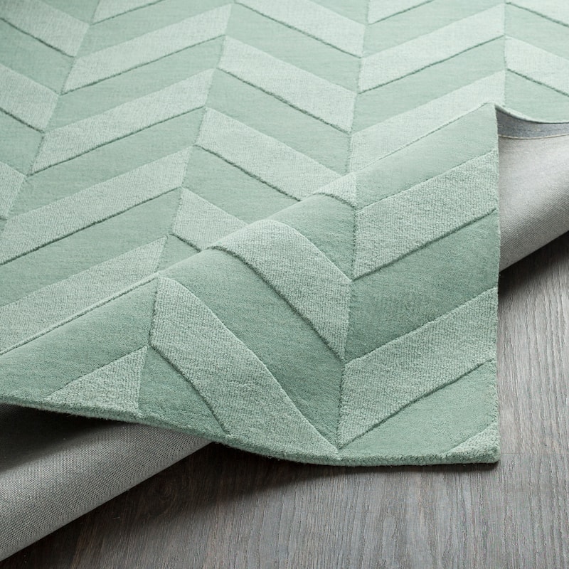 Hand-Woven Ann Tone-on-Tone Zig-Zag Wool Area Rug