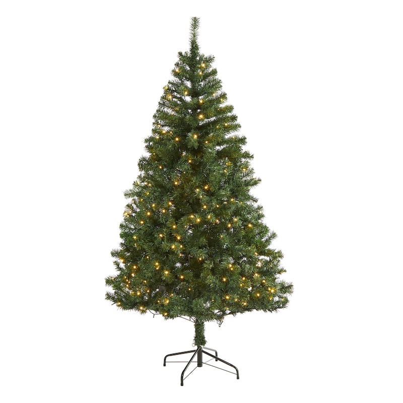6ft. Pine Artificial Christmas Tree with 250 Clear LED Lights - Classic Seasonal Holiday X-Mas Tree