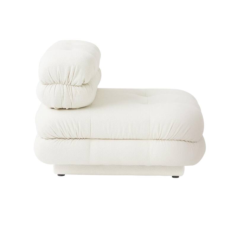 109'' Teddy Velvet Fabric Sectional Sofa L-Shaped Couch with Ottoman