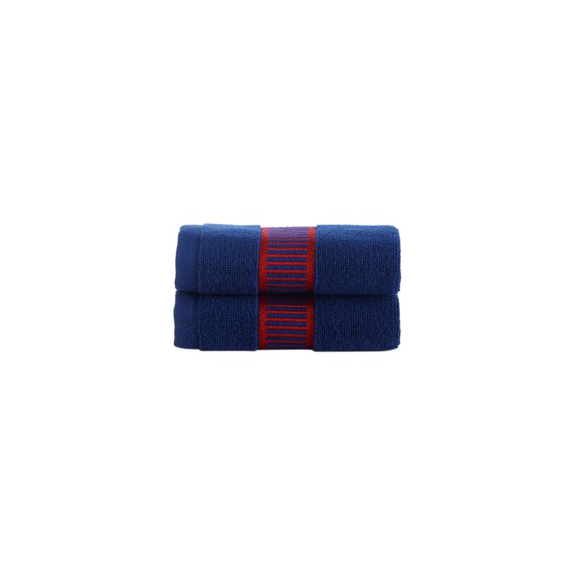 Brooks Brothers Fancy Border 2 pcs Wash Towels - Navy