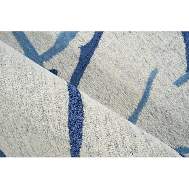 EXQUISITE RUGS Mystic Hand-tufted New Zealand Wool Navy Area Rug.