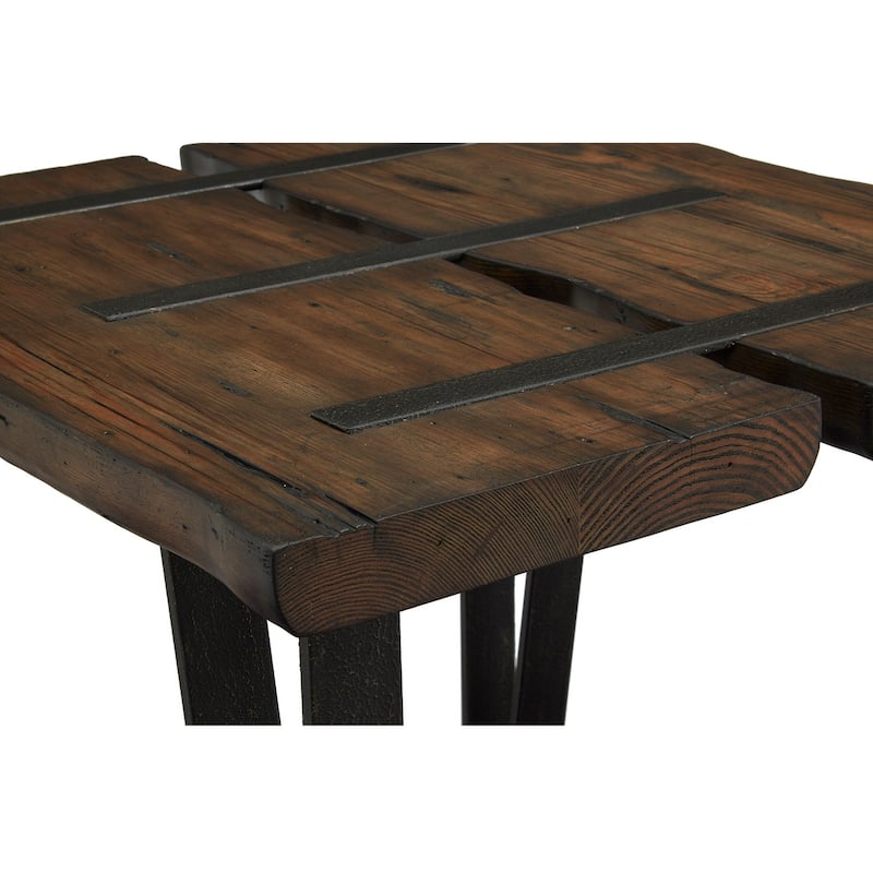 Magnussen Home Dartmouth Sawmill and Galvanized Steel Rectangular End Table - 26''W x 28''D x 24''H
