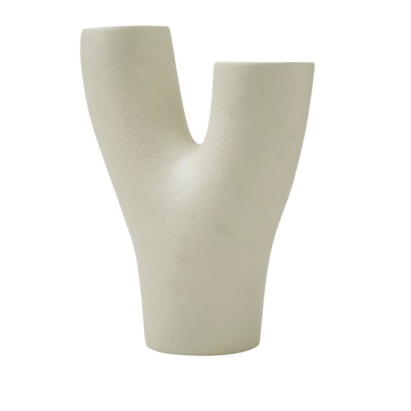 Renwil Wisteria Indoor Ceramic Stoneware Large Vase, Textured Beige Semi-Gloss