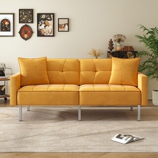 GEITIN Linen Upholstered Modern Convertible Folding Futon Sofa Bed ...