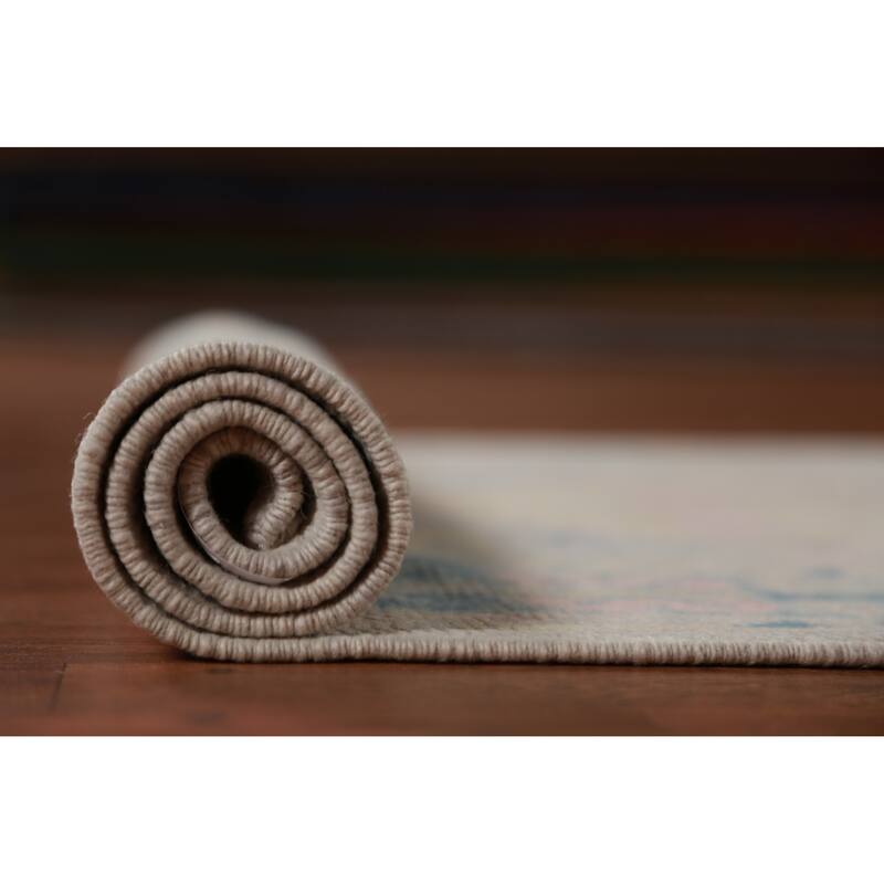 Hand Knotted Oriental 100% Wool Carpet Transitional Geometric Greys & Charcoal Oushak Runner Rug - 17' 6'' X 3' 1''