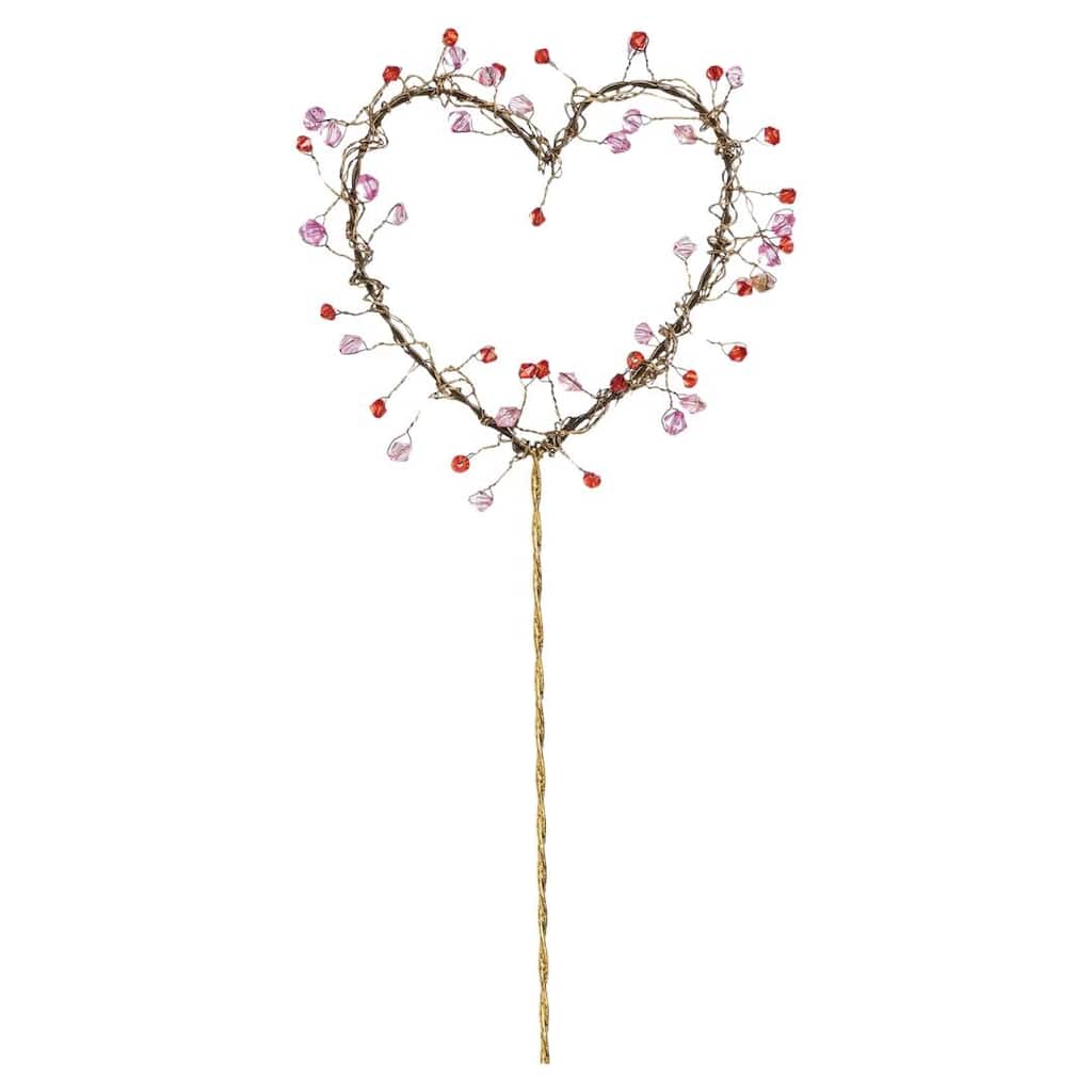 Transpac Wire Heart Pick w/Red Beads Home Decorations Valentines