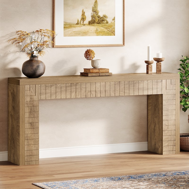 70.9" Extra Long Farmhouse Wooden Console Sofa Table Behind Couch - 11.4" D x 70.9" W x 33.4" H