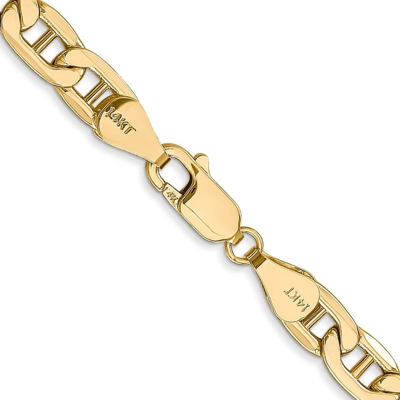 Curata 10k Yellow Gold Unisex 5.5mm Semi solid Mariner Anchor Chain Bracelet Options: 7" 8" 9"