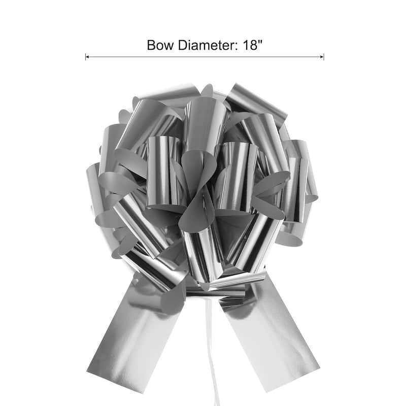 18 Inch Big Car Pull Bow, Giant Gift Wrapping Bow Ribbon for Car Decor - Silver