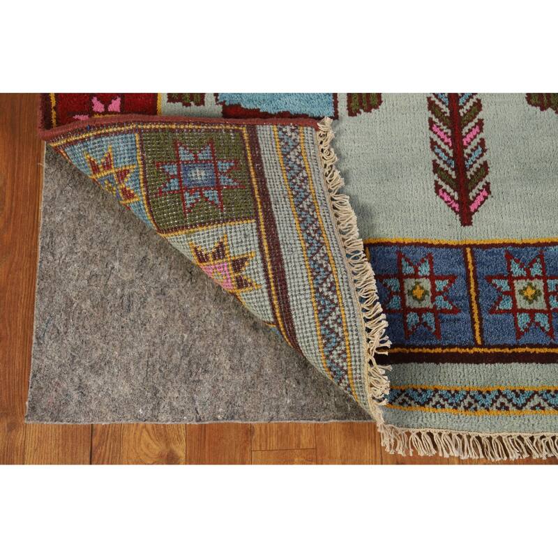 Hand Knotted Oriental 100% Wool Carpet Traditional Tribal Navy Blue & Blues Heriz (serapi) Runner Rug - 9' 7'' X 3' 10''