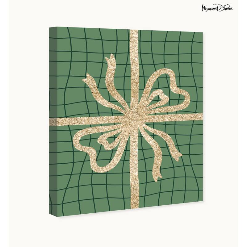 Wynwood Studio Canvas Holiday and Seasonal Gift Wrap Treasures Gold Glam Wall Art Canvas Print