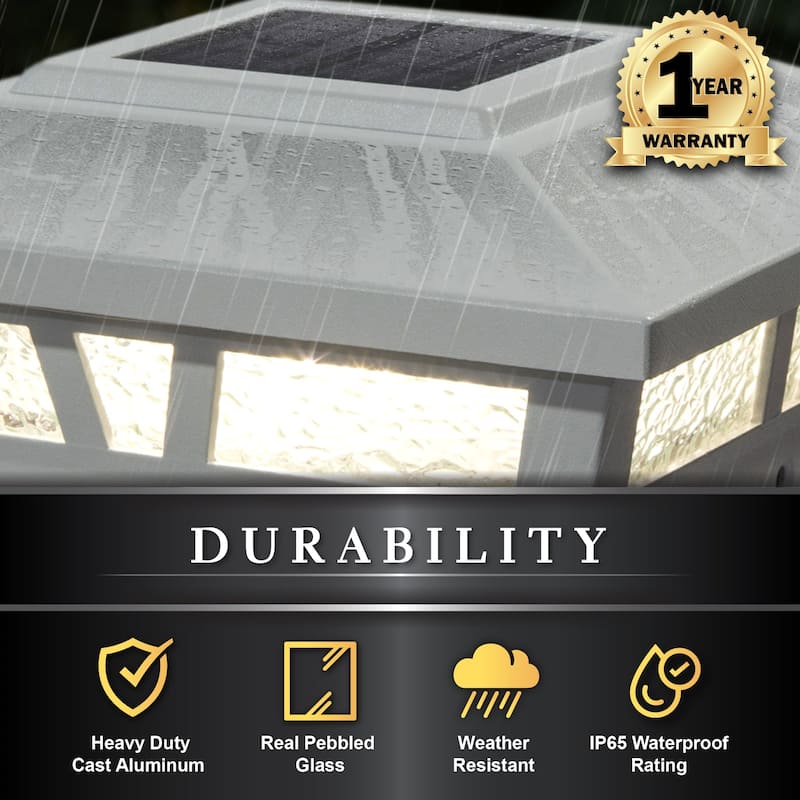 Classy Caps 6x6 White Aluminum Oxford Solar Post Cap (Set of 2)