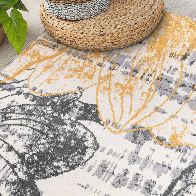 World Rug Gallery Modern Large Floral Distressed Area Rug
